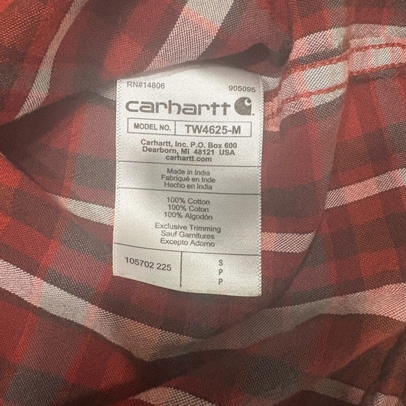 Carhartt Men's Casual Red and Black Plaid Shirt - Picture 4 of 5